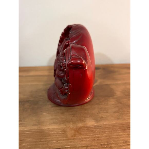 Ganesha in Conch Shell Statue – Red Resin Hindu Deity Figurine Spiritual Decor - Picture 6 of 12